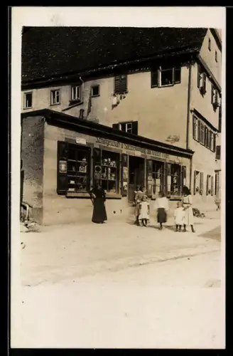 Foto-AK Niedernhall, Schuhgeschäft Wilhelm Mugler