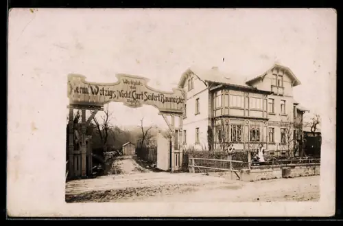 Foto-AK Dürrröhrsdorf, Werkplatz von Curt Seifert Baumeister