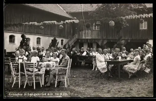 AK Langenried, Erntefest 1929, Feier im Garten