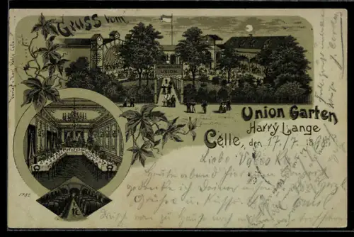 Mondschein-Lithographie Celle, Gaststätte Union Garten, Innenansicht