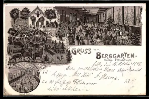 Lithographie Celle, Restaurant Berggarten, Besitzer E.Westerwald
