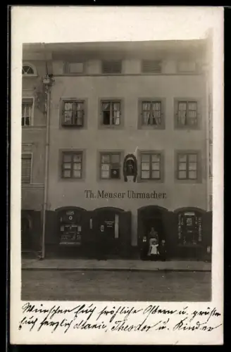 Foto-AK Wolfratshausen, Uhrmacher Th. Meuser, Aussenansicht