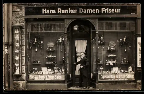 Foto-AK München, Damen-Friseur, Hans Ranker, Schwanthalerstrasse 1