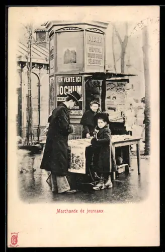 AK Paris, Marchande de journaux, Zeitungsverkäufer mit Stand
