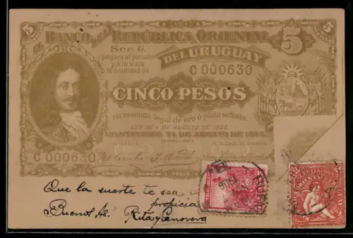 AK Banknote Uruguay über 5 Pesos, Geld