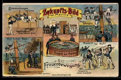 AK Gruss von der Musterung, Zukunftsbild der Marine, Frauen auf hoher See