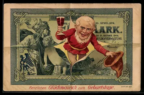 AK Wichtel platzt durch Banknote, Geld, Zwerg