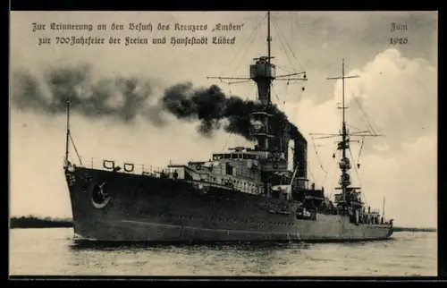 AK Lübeck, Besuch des Kreuzers Emden zur 700 Jahrfeier der Stadt Lübeck 1926