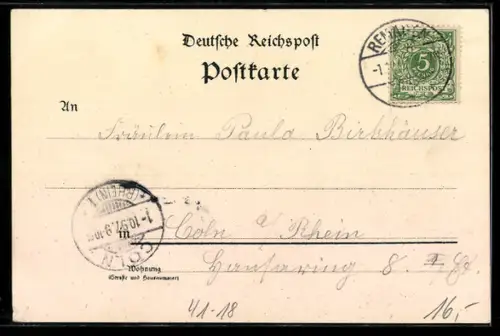 Lithographie Rheindampfer Lohengrin am Rheinfelsen