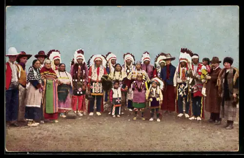 AK Zirkus Krone, Völkerschau, Echte Sioux Indianer