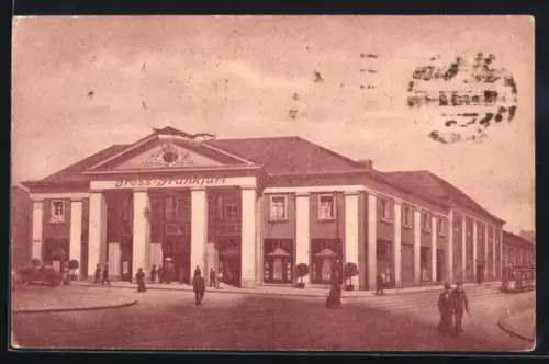 AK Frankfurt /Main, Vergnügungs-Palast Gross-Frankfurt, Haupteingang, Fassade mit Säulen, Seitentrakt