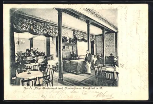 AK Frankfurt a. M., Dorn`s `City`-Restaurant und Concerthaus, Speisesaal