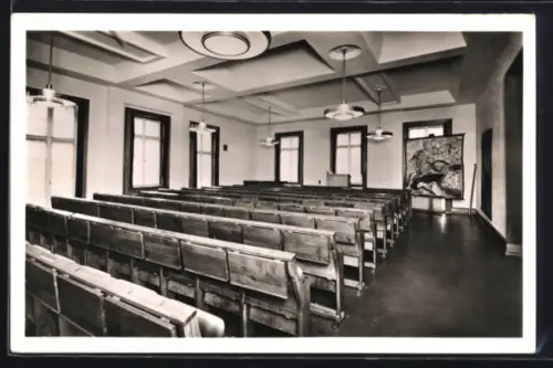 AK Berlin-Dahlem, Dr. Adolf Wagner, Reichsschulungsburg, Schulungsraum, Holzbänke