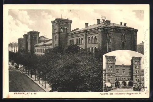 AK Frankfurt a. M., Kaserne des Infanterie-Regiments 81, Eckturm