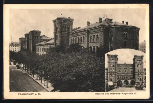 AK Frankfurt a. M., Kaserne des Infanterie-Regiments 81, Eckturm