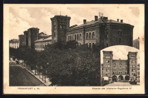AK Frankfurt a. M., Kaserne des Infanterie-Regimentes 81, Fassade