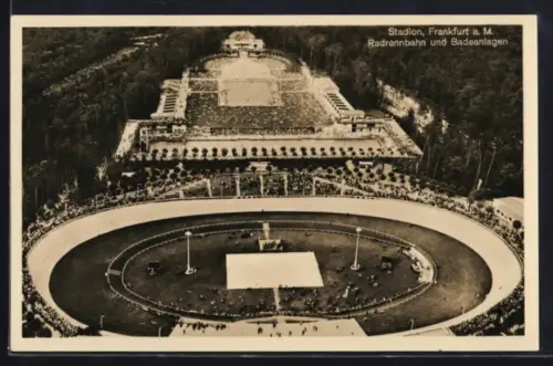 AK Frankfurt a. M., Sportstadion, Radrennbahn, Badeanlagen