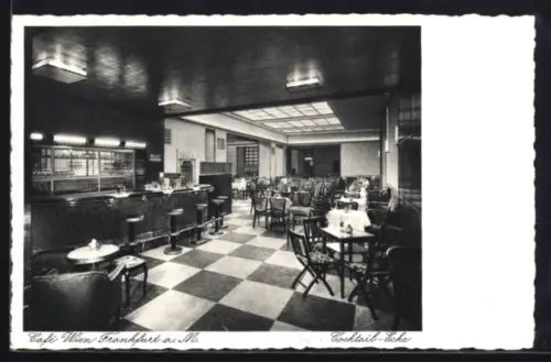 AK Frankfurt a. M., Café Wien, An der Hauptwache, Cocktail-Ecke, Theke, Sitzbereich