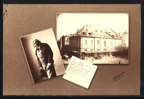 AK Frankfurt /Main, Schauspielhaus, Porträt, eingesteckte Postkarte