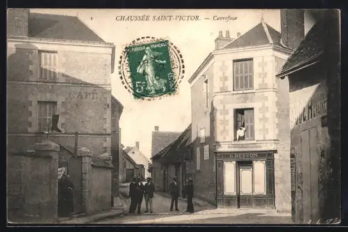 AK Chaussée-Saint-Victor, Carrefour, Strassenpartie mit Cafe