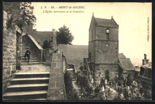 AK Le Mont-Saint-Michel, L`Eglise paroissiale et le Cimetiere