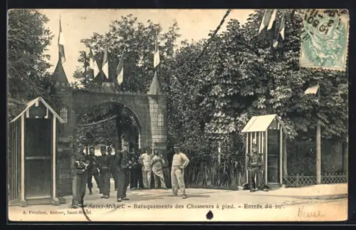 AK Saint-Mihiel, Baraquements des Chasseurs a pied, Entree du 29., Kaserne