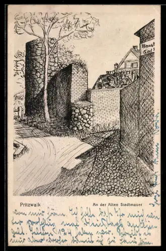 AK Pritzwalk, Partie an der alten Stadtmauer