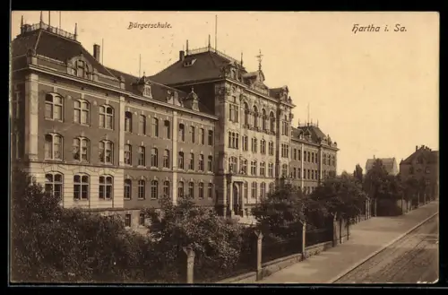 AK Hartha i. Sa., Blick auf Bürgerschule