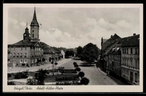 AK Bürgel /Thür., Platz mit Rathaus