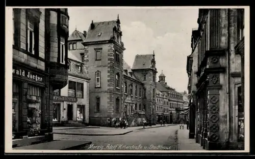 AK Merzig, Partie in der strasse u. Stadthaus