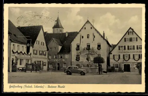 AK Gräfenberg /Fränk. Schweiz, Unterer Markt mit Gasthof zum roten Ochsen