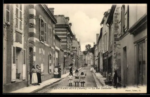AK Ay-Champagne /Marne, La Rue Gambetta