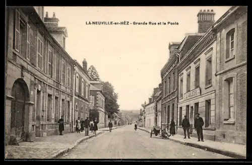 AK La-Neuville-en-Héz, Grande Rue et la Poste