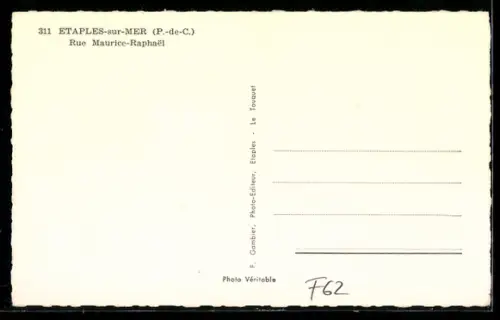 AK Etaples-sur-Mer, Rue Maurice-Raphael, Café Tabac