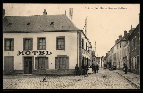 AK Janville, Rue du Chateau, Hotel