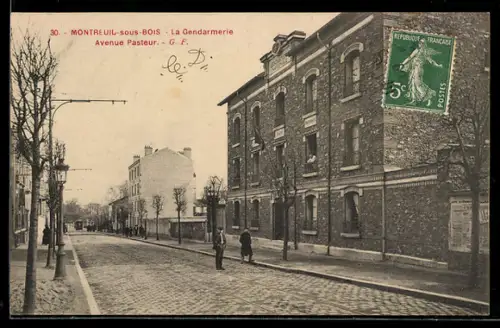 AK Montreuil-sous-Bois, La Gendarmerie, Avenue Pasteur