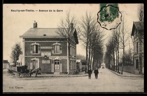 AK Neuilly-en-Thelle, Avenue de la Gare, Café-Restaurant