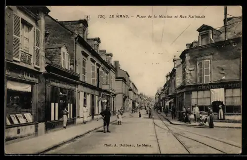 AK Le Mans, Place de la Mission et Rue Nationale