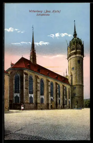 AK Wittenberg /Halle, Schlosskirche
