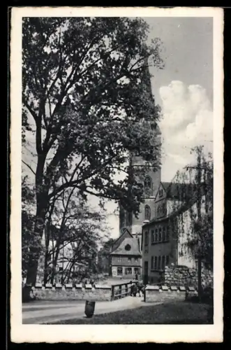 AK Aschersleben, Einebrücke mit Kirche