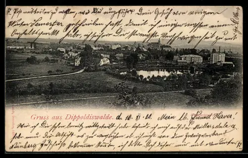 AK Dippoldiswalde, Gesamtansicht mit Teich