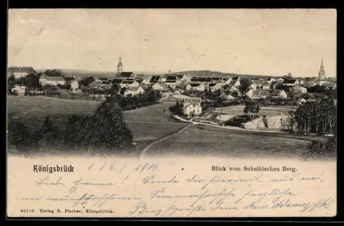 AK Königsbrück, Blick vom Scheibischen Berg auf den Ort