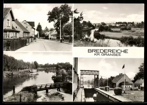 AK Bredereiche /Gransee, Strassenansicht, Havel, Schleuse, Landschaft