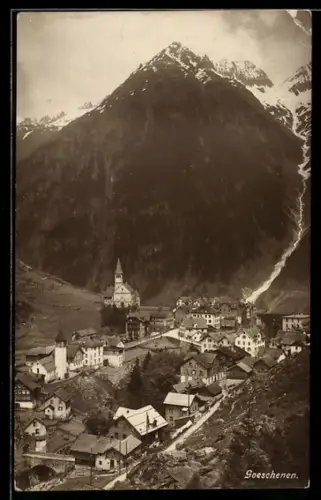 AK Goeschenen, Totale mit Gebirgswand