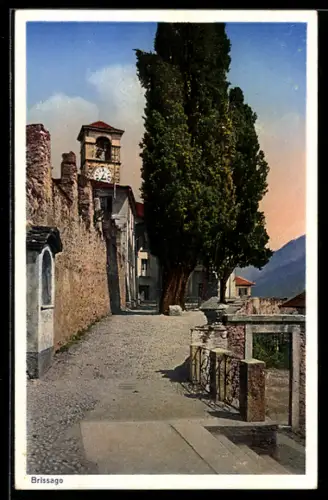 AK Brissago, Ortspartie mit Blick zum Kirchturm