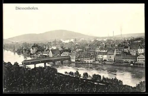 AK Diessenhofen, Teilansicht mit Brücke