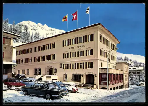 AK Silvaplana /Engadin, Hotel Sonne im Schnee