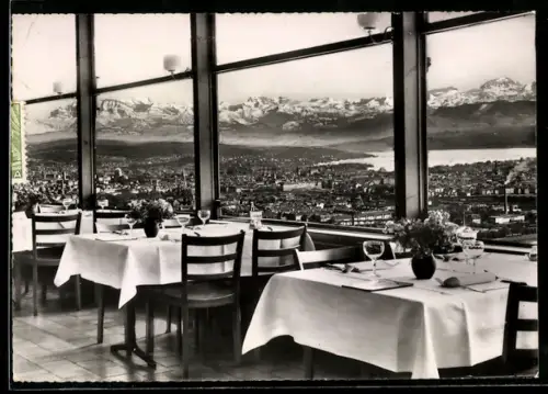 AK Zürich, Restaurant zur Weid, Bucheggplatz, Innenansicht