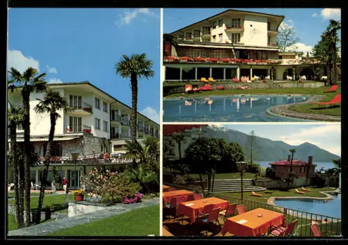 AK Ascona /Lago Maggiore, Hotel Europe au Lac, Terrasse, Pool