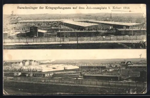 AK Erfurt, Barackenlager der Kriegsgefanenen auf dem Johannesplatz 1914